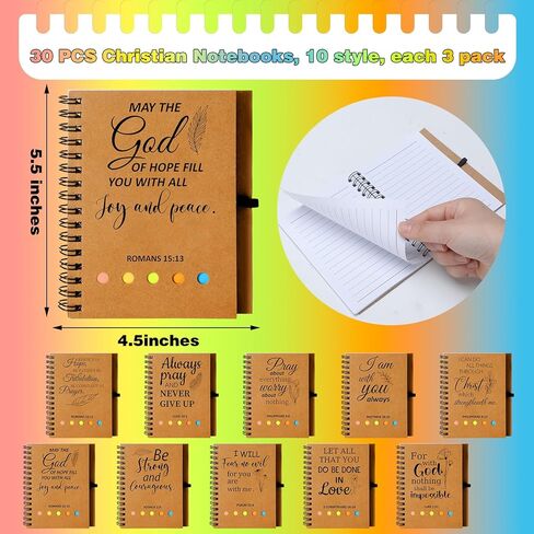 30 Sets Thank You Gift Spiral Notebook Inspirational Small Pocket Notepad with Motivational Bamboo Pens Colored Sticky Index Tabs for Teacher Nurse Coworker Office (Thanks Theme) in Kuwait