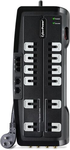 CyberPower CSHT706TCG Energy-Saving Home Office Surge Protector + TEL Protection, 2250J/125V, 7 Outlets, 6ft Power Cord in Saudi Arabia