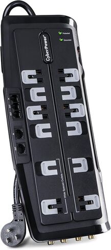 CyberPower CSHT706TCG Energy-Saving Home Office Surge Protector + TEL Protection, 2250J/125V, 7 Outlets, 6ft Power Cord in Saudi Arabia
