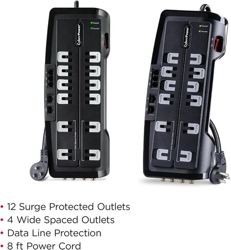 CyberPower CSHT706TCG Energy-Saving Home Office Surge Protector + TEL Protection, 2250J/125V, 7 Outlets, 6ft Power Cord in Saudi Arabia