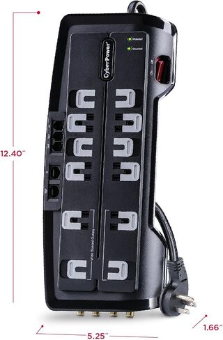 CyberPower CSHT706TCG Energy-Saving Home Office Surge Protector + TEL Protection, 2250J/125V, 7 Outlets, 6ft Power Cord in Saudi Arabia