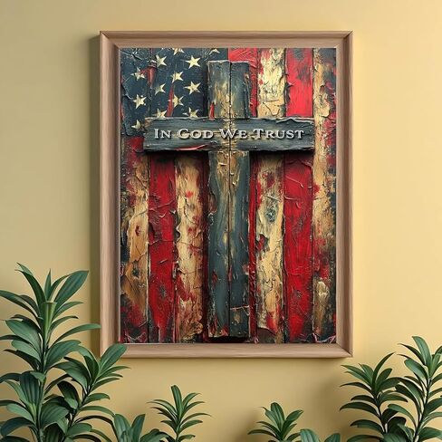 puonidwo 5D American Flag with Cross Diamond Painting Kits for Adults Beginners, Independence Day Full Round Drill Diamond Art Kits, for Home Wall Decor 12X16 Inch in Saudi Arabia