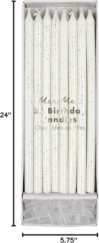 Meri Meri Silver Glitter Candles (Pack of 24) in Saudi Arabia