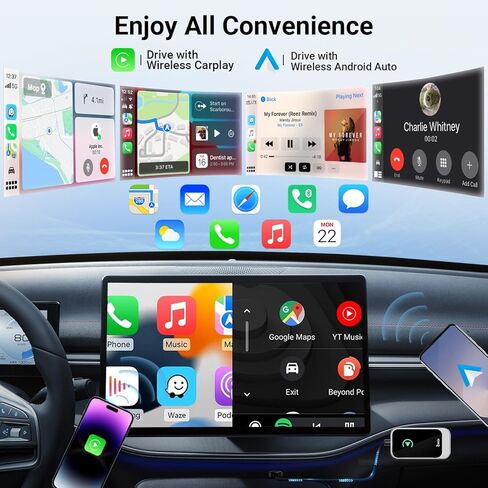 محول Carplay اللاسلكي، محول Carplay اللاسلكي، يحول السلكي إلى دونجل Carplay اللاسلكي لتوصيل التحكم اللاسلكي وتشغيل Carplay مناسب لشاشة iPhone iOS Carplay للسيارة A51 in Kuwait