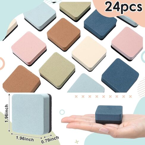 Marspark 24 Pack Mini Magnetic Bhoard Eraser for Classroom Mini Mini Erase Board محو محو 6 Morandi Color Posthetic Exeathetic Supplies منظفات السبورة للمدرسة الفصل الدراسي 2 × 2 بوصة in Saudi Arabia