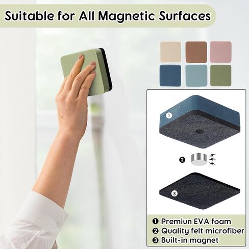 Marspark 24 Pack Mini Magnetic Bhoard Eraser for Classroom Mini Mini Erase Board محو محو 6 Morandi Color Posthetic Exeathetic Supplies منظفات السبورة للمدرسة الفصل الدراسي 2 × 2 بوصة in Saudi Arabia