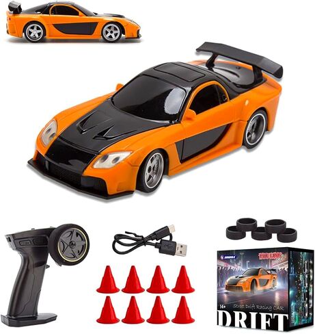 1/43 MINI 4WD RC DRIFT CAR ، 2.4G MINI MINI ELECTRIAL RC RACING MODEL مع مصابيح LED ، 15 كم/ساعة مركبة رياضية عالية السرعة in Kuwait