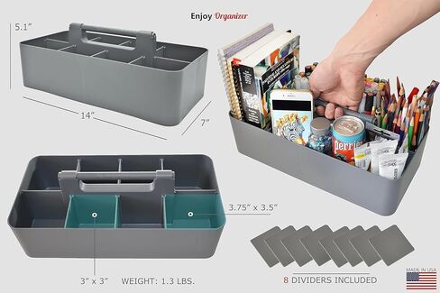 CADDY المحمول - منظم بلاستيكي قابل للتكديس مع مقبض | مكتب ، مكياج ، نوم ، منظم الفنون الفصول الدراسية (صنع في الولايات المتحدة الأمريكية) (Mint/Orion Gray) in Kuwait