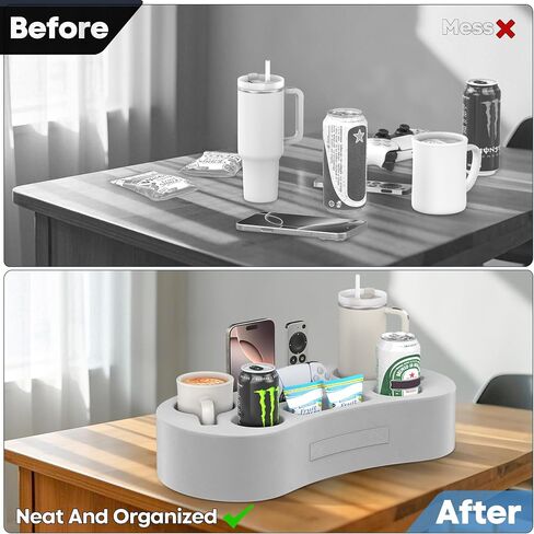 Couch Cup Holder Pillow with 6 Slots, Couch Caddy & Buddy with Armrest Cushion As Gaming Pillow, Couch Drink or Snack Holder, Sofa Organizer for Cup, Drink, Game Controller, Remote, Phone in Saudi Arabia