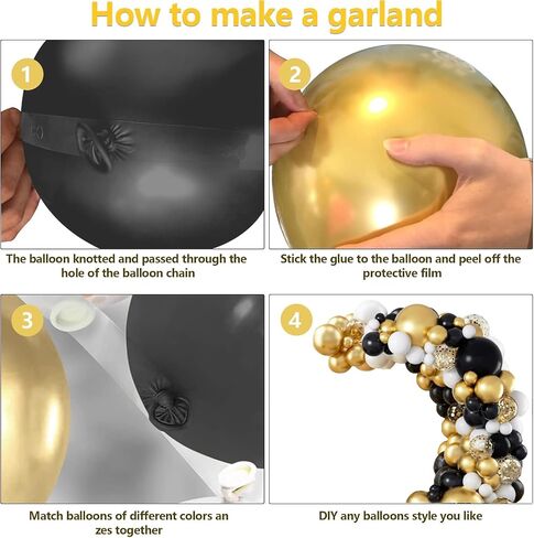 Black Gold Balloon Arch Kit ، 137 PCS Balloon Garland Kit Confetti Metalti مع شريط بالونات لحفل الزفاف ، عيد ميلاد ، التخرج ، رأس السنة الجديدة ، ديكور حفلات خاصة الأحداث in Kuwait