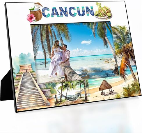 إطار صورة KATE POSH Cancun، عطلة عائلية في كانكون المكسيك، شهر العسل، الزفاف، ديكور الشاطئ (5x7-عمودي) in Saudi Arabia