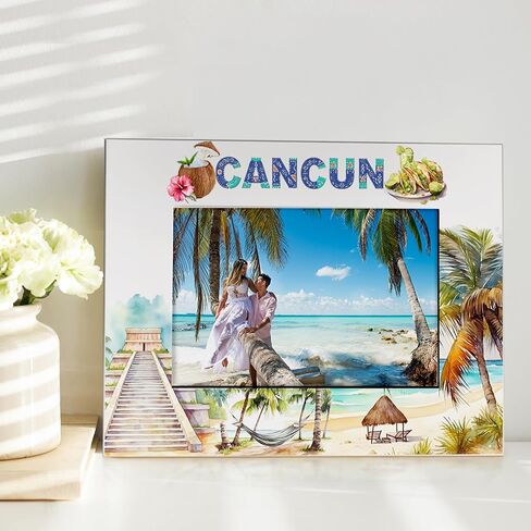 إطار صورة KATE POSH Cancun، عطلة عائلية في كانكون المكسيك، شهر العسل، الزفاف، ديكور الشاطئ (5x7-عمودي) in Saudi Arabia