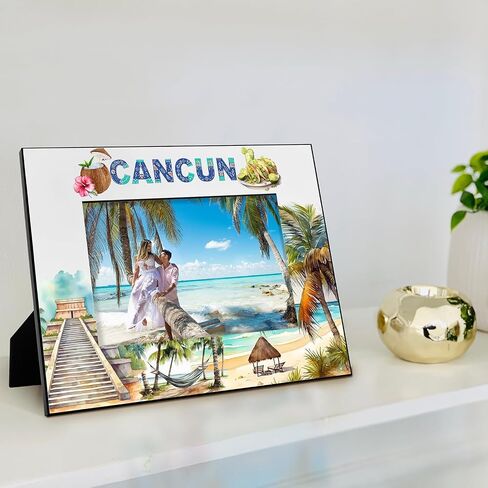 إطار صورة KATE POSH Cancun، عطلة عائلية في كانكون المكسيك، شهر العسل، الزفاف، ديكور الشاطئ (5x7-عمودي) in Saudi Arabia