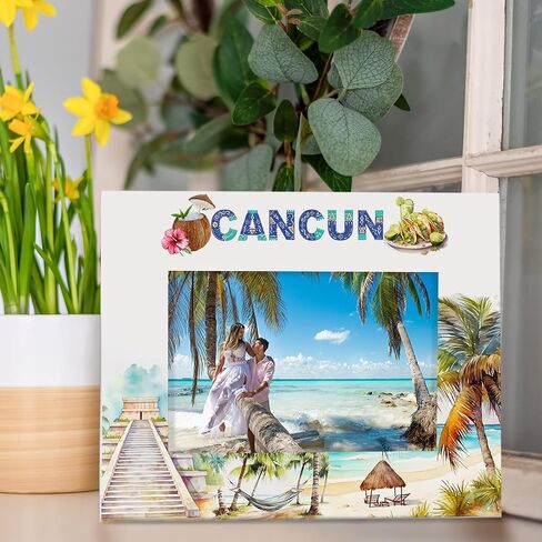 إطار صورة KATE POSH Cancun، عطلة عائلية في كانكون المكسيك، شهر العسل، الزفاف، ديكور الشاطئ (5x7-عمودي) in Saudi Arabia