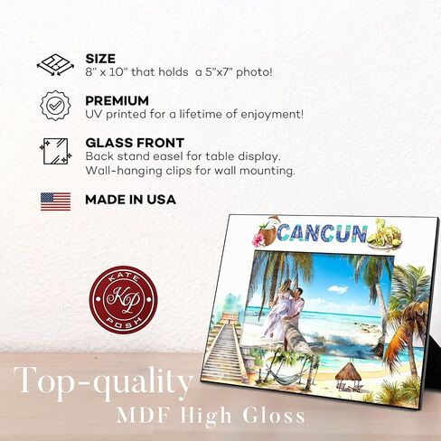 إطار صورة KATE POSH Cancun، عطلة عائلية في كانكون المكسيك، شهر العسل، الزفاف، ديكور الشاطئ (5x7-عمودي) in Saudi Arabia