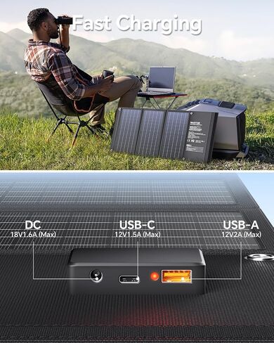 ألواح شمسية محمولة 10 وات 5 فولت USB-A، شاحن لوحة شمسية قابل للطي مقاوم للماء IP67 مع كابل شحن، بنك طاقة للوحة للتخييم، الهاتف الخلوي، الكمبيوتر اللوحي in Saudi Arabia