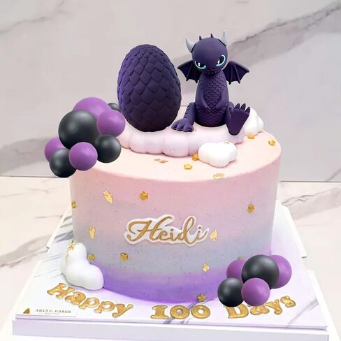 Black Dragon Cake Topper Dragon Eggs Cake Decor Gold Black Balls Cake Cake Decor in Kuwait