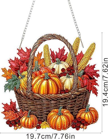 SENQAO Halloween Diamond Art Kits للمبتدئين للبالغين ، DIY أكريليك 5D الخاص بكريستال ماس جيم فنية معلقة زخرفة لديكور الجدار المنزلي والهدية （سلة القرع الخريف） in Kuwait