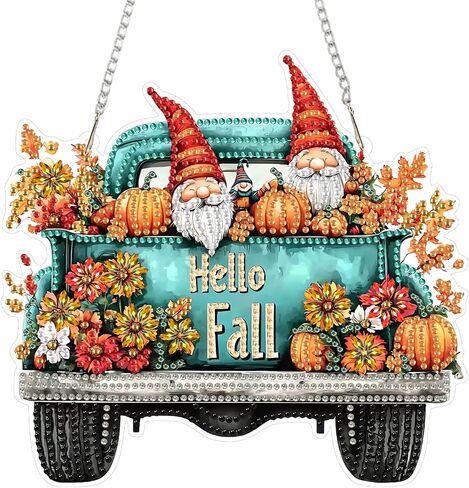 SENQAO Halloween Diamond Art Kits للمبتدئين للبالغين ، DIY أكريليك 5D الخاص بكريستال ماس جيم فنية معلقة زخرفة لديكور الجدار المنزلي والهدية （سلة القرع الخريف） in Kuwait
