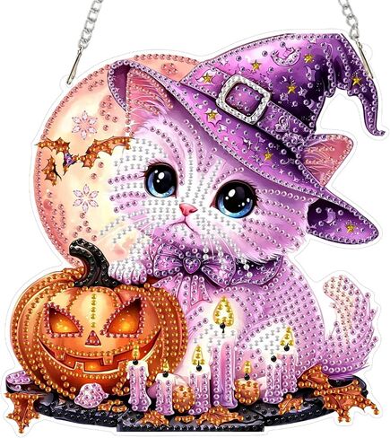SENQAO Halloween Diamond Art Kits للمبتدئين للبالغين ، DIY أكريليك 5D الخاص بكريستال ماس جيم فنية معلقة زخرفة لديكور الجدار المنزلي والهدية （سلة القرع الخريف） in Saudi Arabia