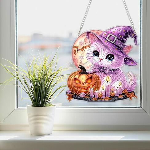 SENQAO Halloween Diamond Art Kits للمبتدئين للبالغين ، DIY أكريليك 5D الخاص بكريستال ماس جيم فنية معلقة زخرفة لديكور الجدار المنزلي والهدية （سلة القرع الخريف） in Saudi Arabia