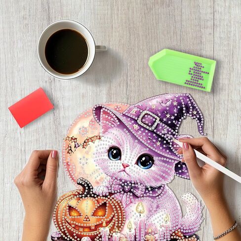 SENQAO Halloween Diamond Art Kits للمبتدئين للبالغين ، DIY أكريليك 5D الخاص بكريستال ماس جيم فنية معلقة زخرفة لديكور الجدار المنزلي والهدية （سلة القرع الخريف） in Saudi Arabia