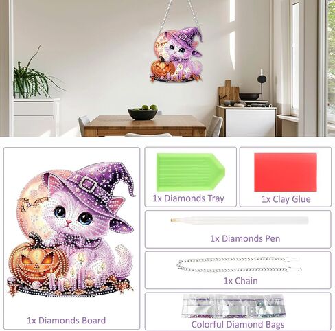SENQAO Halloween Diamond Art Kits للمبتدئين للبالغين ، DIY أكريليك 5D الخاص بكريستال ماس جيم فنية معلقة زخرفة لديكور الجدار المنزلي والهدية （سلة القرع الخريف） in Saudi Arabia