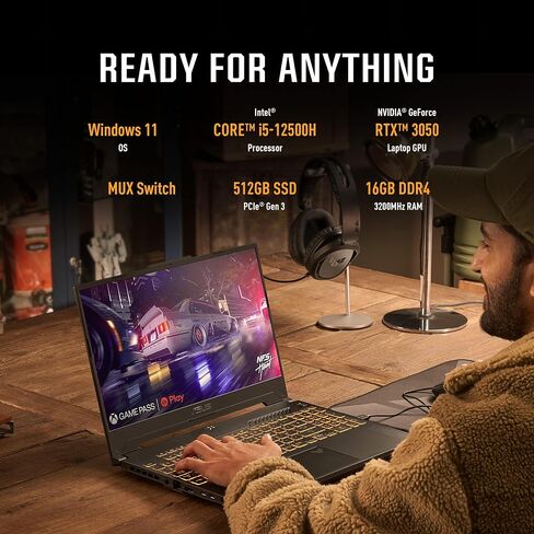 كمبيوتر محمول للألعاب ASUS TUF Gaming F15 (2023)، شاشة 15.6 بوصة FHD 144 هرتز، شاشة 100% sRGB، GeForce RTX 4050، Intel Core i5-13500H، 16 جيجابايت DDR4، 512 جيجابايت PCIe SSD Gen 4، Wi-Fi 6، Windows 11، FX507VU-ES53 in Saudi Arabia