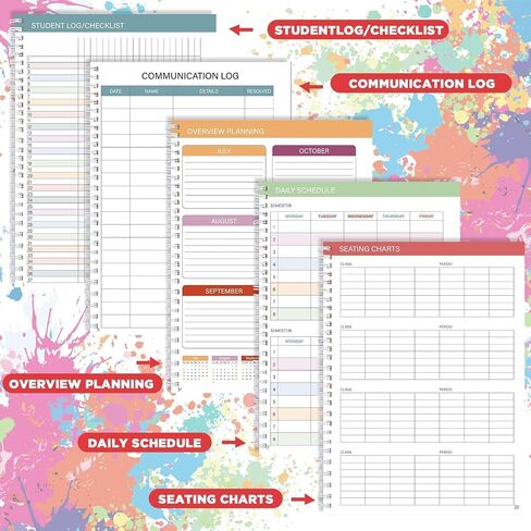 Teacher Planner 2025-2026 With Stickers, 10 Sections Lesson Plan Book, 8.5"x 11" Academic Year Calendar Weekly & Monthly Organizer, Homeschool Planner With Pocket Folder, Page Tabs(Pencil & Apple) in Saudi Arabia