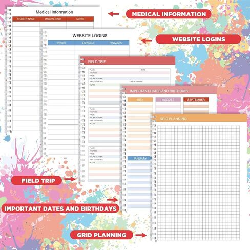 Teacher Planner 2025-2026 With Stickers, 10 Sections Lesson Plan Book, 8.5"x 11" Academic Year Calendar Weekly & Monthly Organizer, Homeschool Planner With Pocket Folder, Page Tabs(Pencil & Apple) in Saudi Arabia