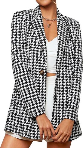 Floerns Women's Casual Long Sleeve Pop Art Colorful Blazer Graphic Work Suit Jacket Black White Multi S in Kuwait