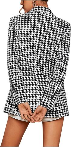 Floerns Women's Casual Long Sleeve Pop Art Colorful Blazer Graphic Work Suit Jacket Black White Multi S in Kuwait