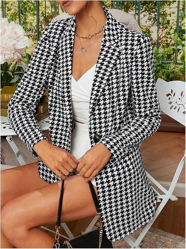 Floerns Women's Casual Long Sleeve Pop Art Colorful Blazer Graphic Work Suit Jacket Black White Multi S in Kuwait