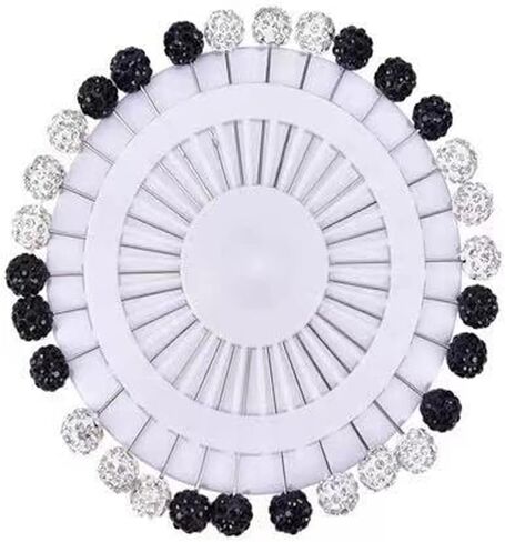 30Pcs Hijab Pins with Safety Caps Muslim Hijab Scarf Pin Rhinestone Ball Brooch Pins for Women in Saudi Arabia