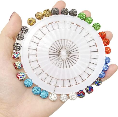 30Pcs Hijab Pins with Safety Caps Muslim Hijab Scarf Pin Rhinestone Ball Brooch Pins for Women in Saudi Arabia