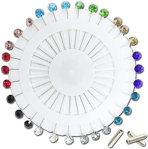 30Pcs Hijab Pins with Safety Caps Muslim Hijab Scarf Pin Rhinestone Ball Brooch Pins for Women in Saudi Arabia