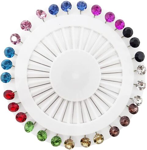 30Pcs Hijab Pins with Safety Caps Muslim Hijab Scarf Pin Rhinestone Ball Brooch Pins for Women in Saudi Arabia