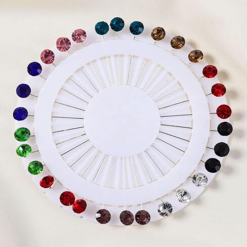 30Pcs Hijab Pins with Safety Caps Muslim Hijab Scarf Pin Rhinestone Ball Brooch Pins for Women in Saudi Arabia