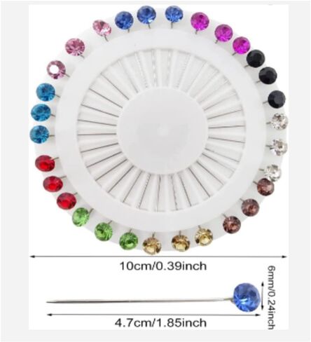 30Pcs Hijab Pins with Safety Caps Muslim Hijab Scarf Pin Rhinestone Ball Brooch Pins for Women in Saudi Arabia