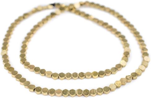 TheBeadChest Brass Hexagonal Beads 6mm, Full Strand of Quality Metal Spacers for DIY Jewelry Design in Kuwait