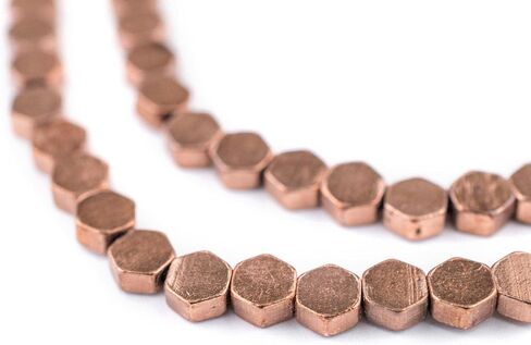 TheBeadChest Brass Hexagonal Beads 6mm, Full Strand of Quality Metal Spacers for DIY Jewelry Design in Kuwait