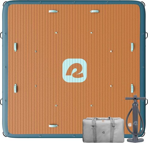 Retrospec Siesta Dock 10' XL Inflatable Floating Platform | Large Water Dock for Lakes, Pools, Boating - Portable Multi-Person Dock Floating Island Raft with Dual-Action Pump & Carrying Bag in Saudi Arabia