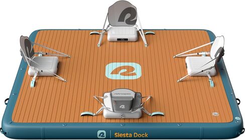 Retrospec Siesta Dock 10' XL Inflatable Floating Platform | Large Water Dock for Lakes, Pools, Boating - Portable Multi-Person Dock Floating Island Raft with Dual-Action Pump & Carrying Bag in Saudi Arabia
