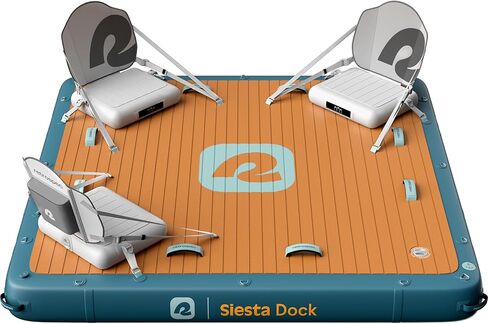 Retrospec Siesta Dock 10 'XL منصة عائمة قابلة للنفخ | رصيف مياه كبير للبحيرات ، حمامات السباحة ، القوارب-قفص الاتهام متعدد الشخصيات عائم الطوف مع مضخة وحقيبة ذات عمل مزدوج in Saudi Arabia