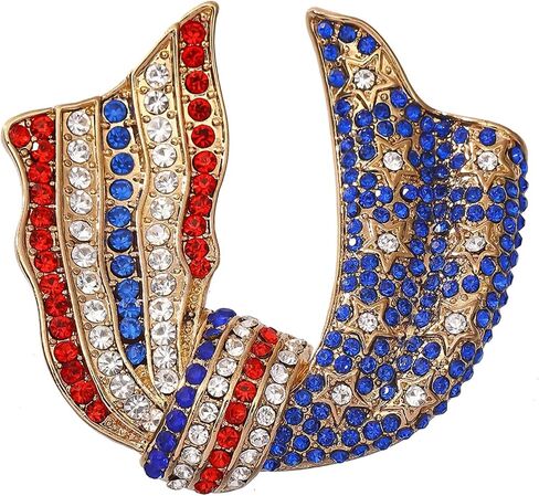 Rhinestone American Flag Medal Pin, Patriotic Bow Enamel Flag Pins, Vintage Large Brooch Costume Jewelry Accessories in Saudi Arabia