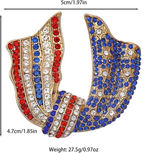 Rhinestone American Flag Medal Pin, Patriotic Bow Enamel Flag Pins, Vintage Large Brooch Costume Jewelry Accessories in Saudi Arabia