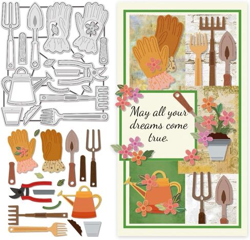 UNICRAFTALE 19Pcs Garden Theme Cutting Dies for Paper Card Making Embossing Gardening Tool Metal Die Cuts Kit Flower Watering Mould Stencil Template for DIY Crafts Scrapbooking Photo Frame Album in Saudi Arabia