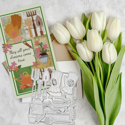 UNICRAFTALE 19Pcs Garden Theme Cutting Dies for Paper Card Making Embossing Gardening Tool Metal Die Cuts Kit Flower Watering Mould Stencil Template for DIY Crafts Scrapbooking Photo Frame Album in Saudi Arabia