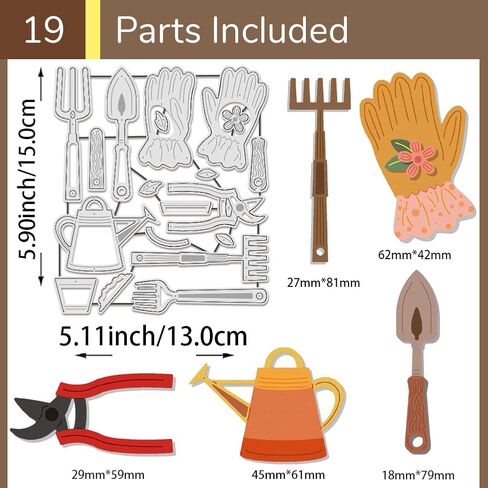 UNICRAFTALE 19Pcs Garden Theme Cutting Dies for Paper Card Making Embossing Gardening Tool Metal Die Cuts Kit Flower Watering Mould Stencil Template for DIY Crafts Scrapbooking Photo Frame Album in Saudi Arabia