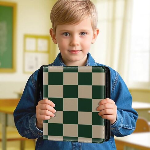 CARD BINDER 900 JOICTS ، 50 Sleeves Binder Trading Cards Holder 9 Pocket ، منظم التخزين ، مجلد المجلد Case Collector Gift Dark Green Beige Checkerboard in Kuwait